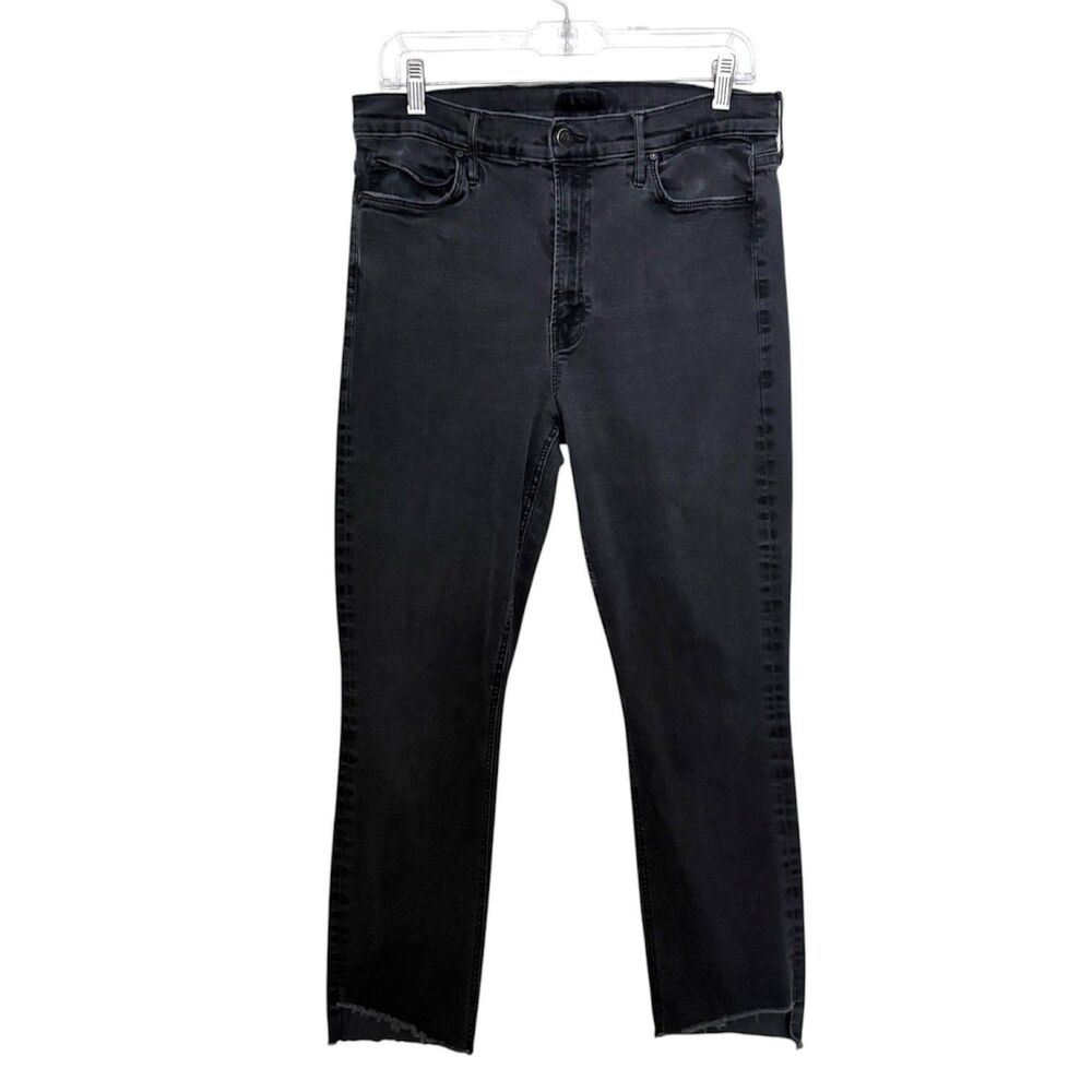 Mother The Mid Rise Dazzler Ankle Step Fray Jeans 34 Faded Black Denim 26” Ins